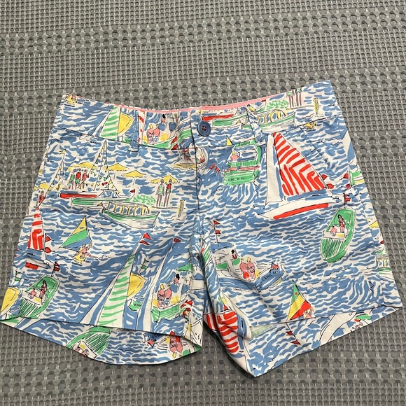 Lilly Pulitzer Blue Nautical Print Women's Shorts - Picture 1 of 4